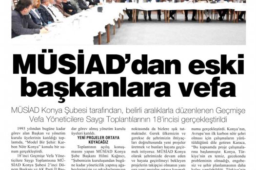 MÜSİAD Konya’da Geçmişe Vefa Yöneticilere Saygı Toplantısı