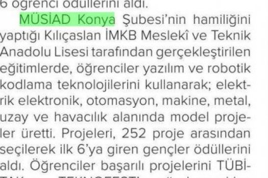 MÜSİAD KONYA DESTEK VERDİ ÖĞRENCİLER BAŞARDI