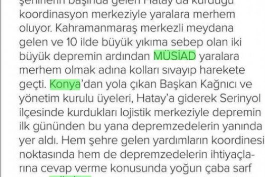 MÜSİAD HATAY’DA YARALARA MERHEM OLUYOR