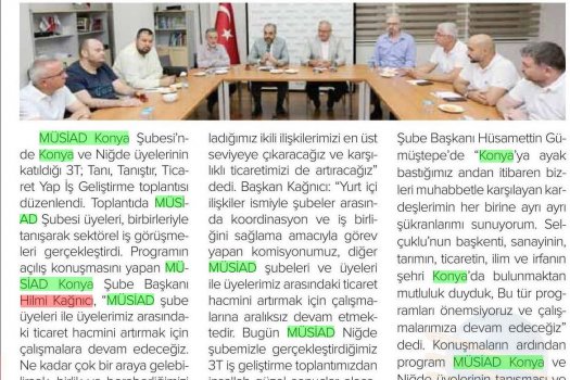 MÜSİAD Konya’da 3T; Tanı, Tanıştır, Ticaret Yap Toplantısı yapıldı