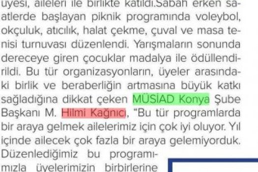 MÜSİAD Konya ailesi piknikte buluştu