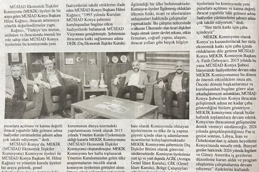 MÜSİAD KONYA MEKİK İHRACATA KATKI SUNUYOR