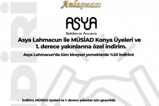 MÜSİAD Konya ve Asya Lahmacun Arasında İndirim Anlaşması